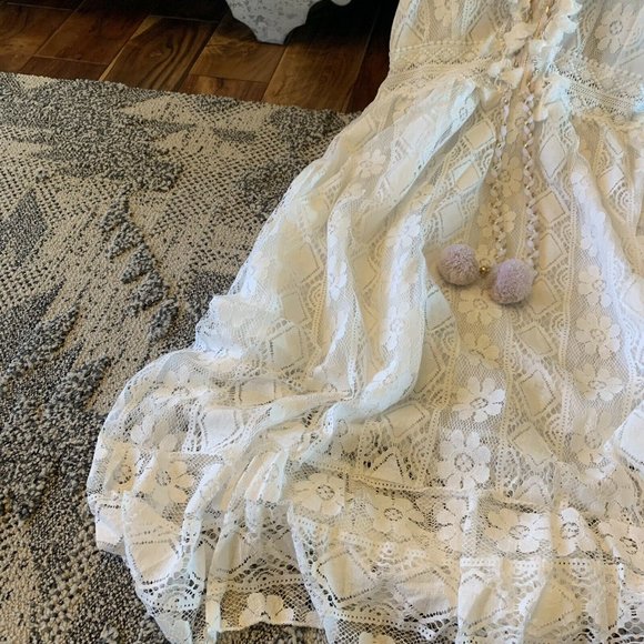 New White Lace Sundress Beach Festival Dress - Picture 6 of 9